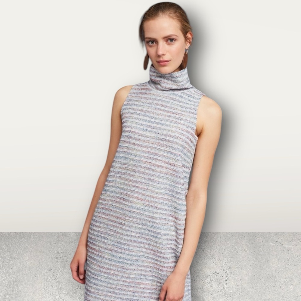 Anthropologie Akemi + Kin Striped Mock Neck Striped Sleeveless Tunic Dress Large